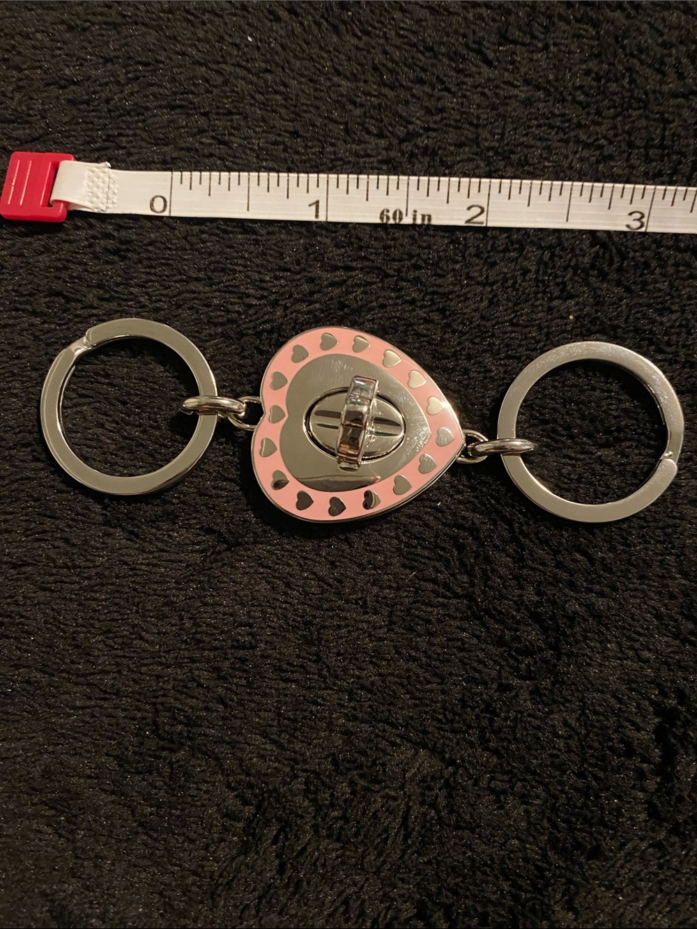 Things Remembered Pink Heart Turnlock Key Double Keyring